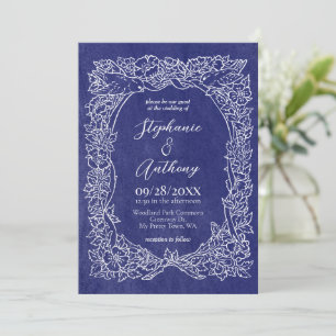 Convites Casamento de aves de Marinho Azul Branco Texturiza
