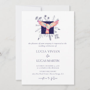 Convites Casamento de aves voadoras da floresta de monogram