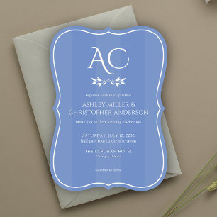 Convites Casamento de Azul Cornflower com uma faixa de mono