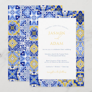 Convites Casamento de Azulejo Azul Mediterrâneo