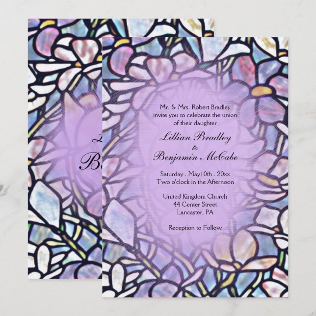 Convites Casamento de Azulejos de Mosaic Floral (Frente/Verso)