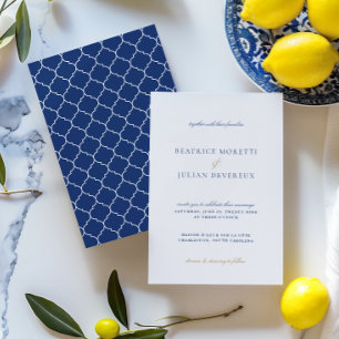 Convites Casamento de Azulejos do Mediterrâneo Clássico Azu