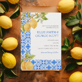 Convites Casamento de Azulejos do Mediterrâneo Lemon Citrus