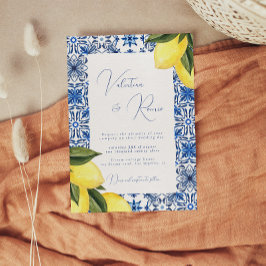 Convites Casamento de Azulejos e citrinos no Mediterrâneo a