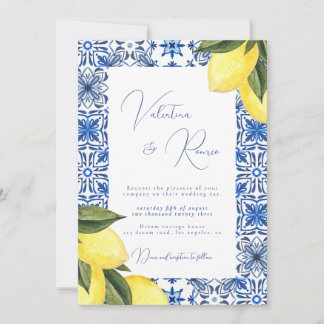 Convites Casamento de Azulejos e citrinos no Mediterrâneo a