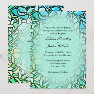 Convites Casamento de Azulejos Florais Mosaicos Verdes