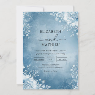 Convites Casamento de Azure Frost Flourish