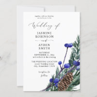 Casamento de Bagas Azuis de Inverno e Folhagem de 