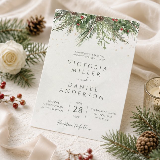 Convites Casamento de Bagas de Inverno Rústico e Folhagem d (Criador carregado)