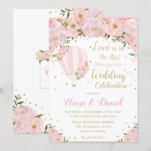 Convites Casamento De Balão De Ar Quente Rosa Com Blush Ch