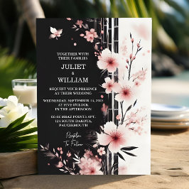 Convites Casamento de Bamboo de Madeira Rosa Sakura Cereja 