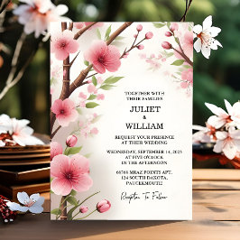 Convites Casamento de Bamboo Rosa Sakura Cereja Flor