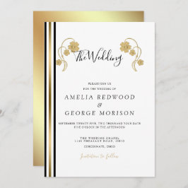 Convites Casamento De Bandas E Flores Douradas