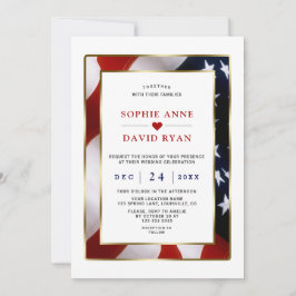 Convites Casamento de Bandeira Dourada Militar Elegante dos