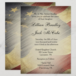Convites Casamento de Bandeira Militar Americana Patriótic