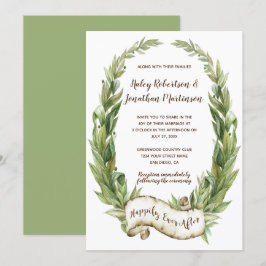 Convites Casamento de Banner de Rolagem de Laurel Wreath