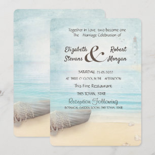 Convites Casamento de Barco de Praia com Farol