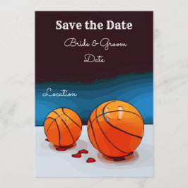 Convites Casamento de basquete com amor em fundo azul