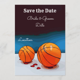Convites Casamento de basquete com amor em fundo azul