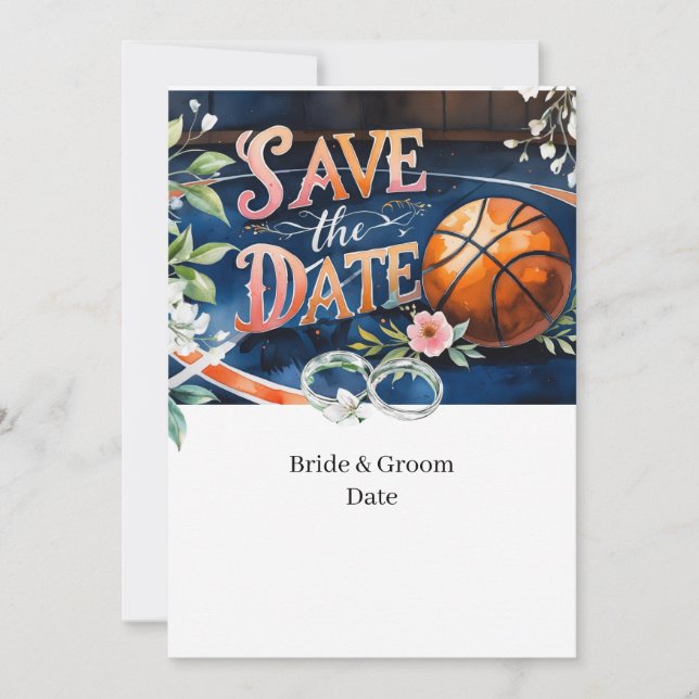 Convites Casamento de basquete SALVAR DATA (Frente)