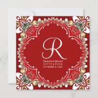 Casamento de Batik Monograma da Boêmia Vermelha