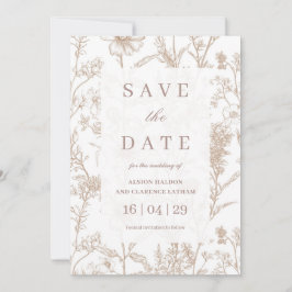 Convites Casamento de Beige Chinoiserie Wildflower Salvar D