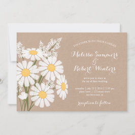 Convites Casamento de Beige das Disies Brancas Elegantes