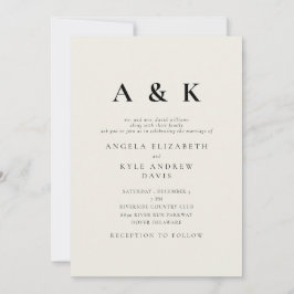 Convites Casamento de Beige em Monograma Moderno