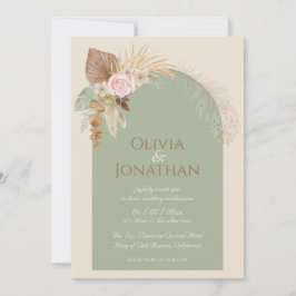 Convites Casamento de Beige Mint Rustic Boho Clássico Moder