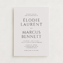 Convites Casamento de Beige Moderno com Nomes de Negrito Nã