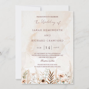 Convites Casamento de Beige Wildflower Garden Boho