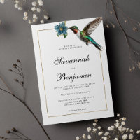 Casamento de beija-flor branco simples e colorido