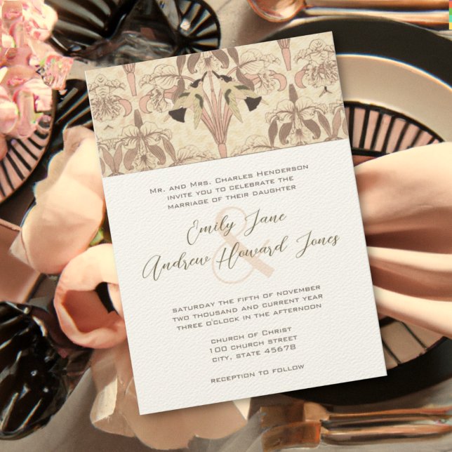 Convites Casamento de Beija-flores Art Deco Rosa Quártzo Pê (Criador carregado)