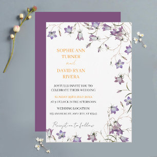 Convites Casamento de Bellflower com Lavanda Floral Elegant