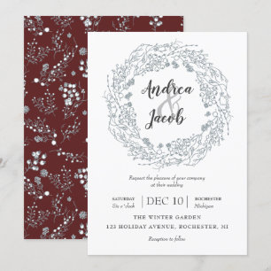 Convites Casamento de Berries no inverno Branco