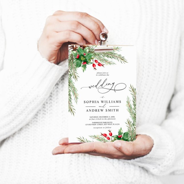 Convites Casamento de Berries vermelhos de Natal (Criador carregado)