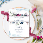 Convites Casamento de Berry Blue Floral e Watercolor<br><div class="desc">Aprecie seus convidados com este convite de casamento cativante. Flores de aquarela e folhagem elegantes numa mistura de bagas, burgundy, ameixa, marinho, tons azuis e verdes empoeirados, incluindo os seus nomes, enquanto que delicadas manchas de aquarela convidam as áreas superior e inferior numa mistura de tons azuis e turquesas. Voltar...</div>