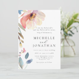 Convites Casamento de Bíblias Cristã Moderna e Flor Rosa Es