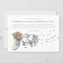 Convites Casamento de bicicleta Watercolor Tandem