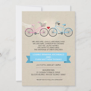 Convites Casamento de Bicicletas de Estilo Linen