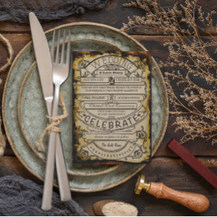 Convites Casamento de Bilhetes Medieval Rustic Vintage Rena