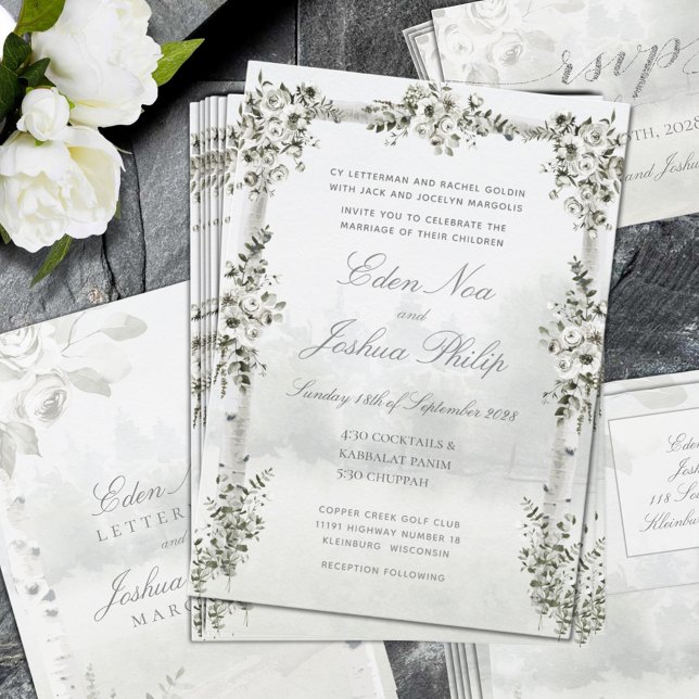 Convites Casamento de Birch Tree Forest Chuppah (Birch Tree Forest Chuppah Wedding Invitation. RSVP and envelope sold separately.)