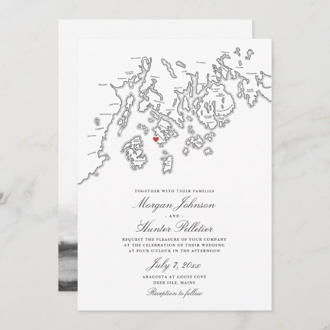 Convites Casamento de Black Deer Isle Maine Elegant Aragost (Frente/Verso)