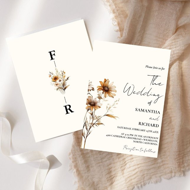 Convites Casamento de BLack Wildflower (Criador carregado)