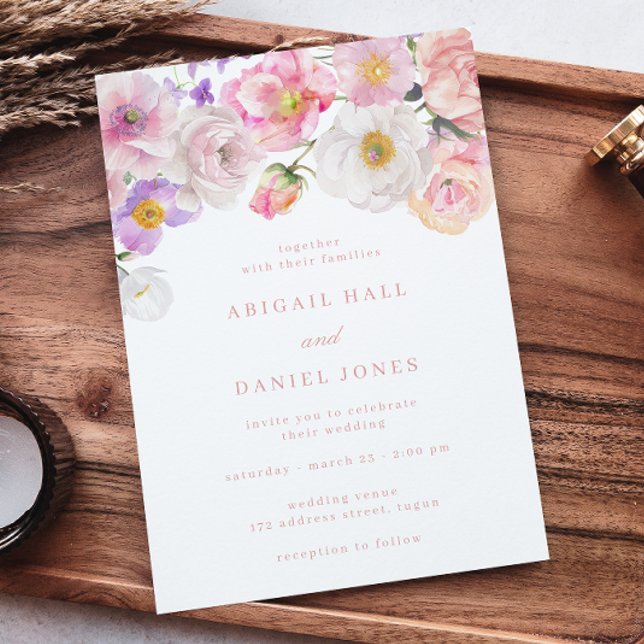 Convites Casamento de Bloom de Watercolor Elegante (Criador carregado)