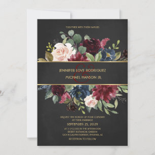 Convites Casamento de Blooms Florais do Marinho de Merlot D