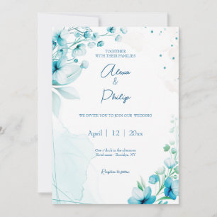 Convites Casamento de Blossom Azul e Breeze