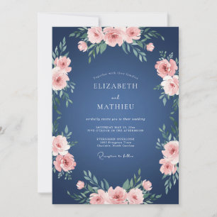 Convites Casamento de Blossom Painterly com Tom Naval Rosad