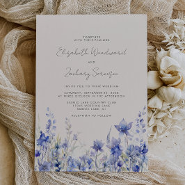Convites Casamento de Bluebells Aquarela Boho Flores Silves