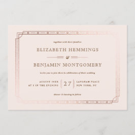 Convites Casamento de Blush de Borda de Folha de Ouro de Ar